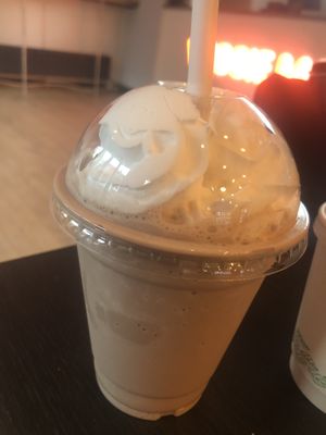 Vegan chocolate milkshake with vegan cream on top  at Veggiemaster  in Nottingham