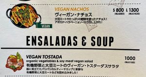 Some vegan options  at Las Dos Caras in Tokyo
