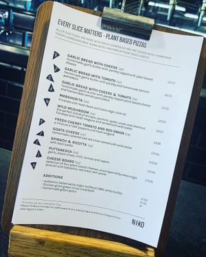 Vegan Pizza Menu   at Niko in Preston