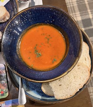 Soup with tomato and red pepper  at Edinbane Inn in Isle Of Skye