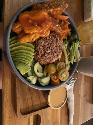 Vegan rainbow bowl   at Three Steps Coffee in Pecatu