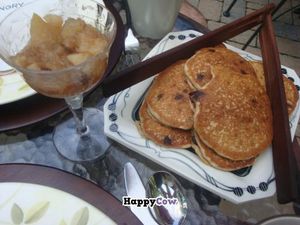 chocolate chip banana pancakes at Hungry Ghost Guest House in New Paltz