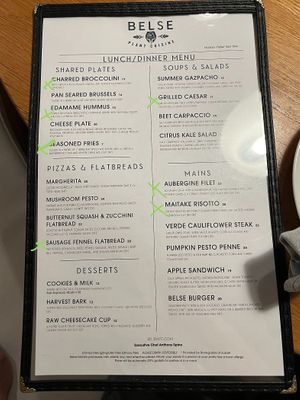 Belse menu at opening in June 2022. Crosses next to what we ordered. at Belse Restaurant NYC in New York City