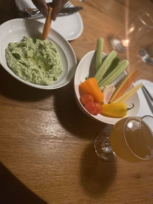 Edamame hummus and crudités   at Belse Restaurant NYC in New York City