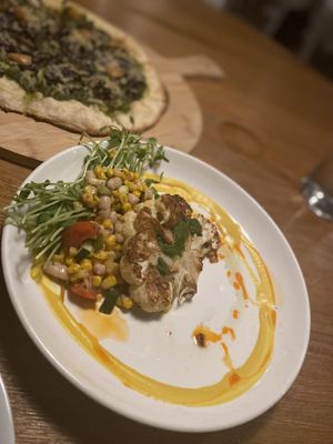 Cauliflower steak; not outstanding but garden fresh, unique flavor combo and delicious !  at Belse Restaurant NYC in New York City