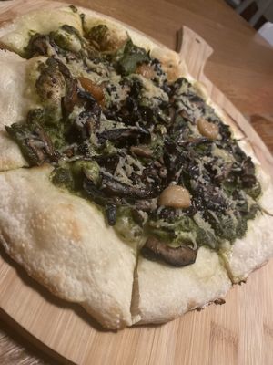 Pesto pizza  at Belse Restaurant NYC in New York City