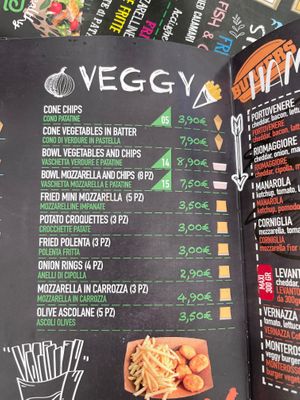 The Vegetarian menu at La Bottega Del Fritto in Porto Venere