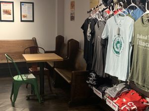 Merch area at Collegetown Bagels in Ithaca