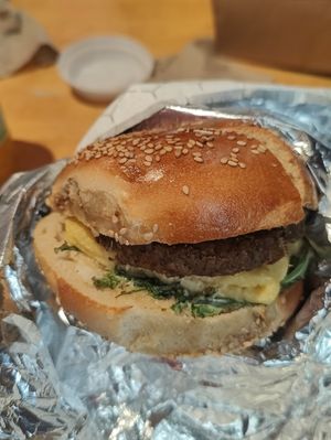 Powerplant breakfast sandwich at Collegetown Bagels in Ithaca