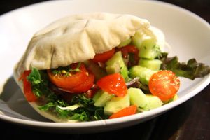 Catfish falafel pita.  at Catfish Book Cafe in Koh Lanta