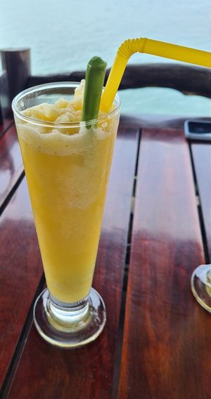 Ginger, lemon and pineapple juice at Catfish Book Cafe in Koh Lanta