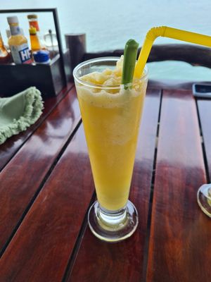 Pineapple and ginger juice at Catfish Book Cafe in Koh Lanta