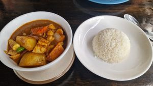 Massaman curry (no fish paste) at Catfish Book Cafe in Koh Lanta