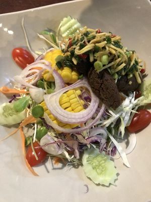 Thai falafel salad  at Catfish Book Cafe in Koh Lanta