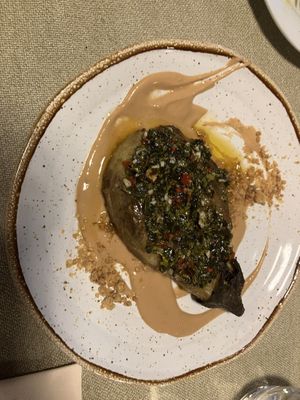 Aubergine and peanut sauce   at Fermento in Sagres