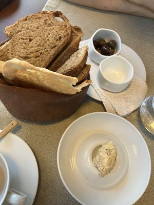 Bread olives and garlic butter   at Fermento in Sagres