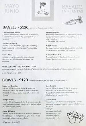 Menu for May and June 1 of 2 at Alma Mia Deli in Puerto Escondido