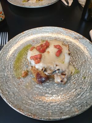 Vegan moussaka with texturized soy at La Cuina del Cel in Mataro