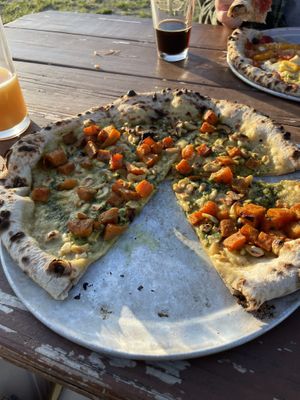 Curry & Cashew vegan pizza  at Salt Point Brewing Co in Lansing