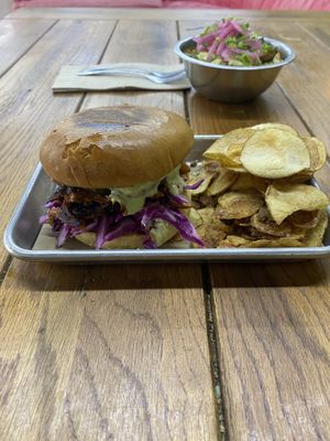 Pulled BBQ- 5/5, also those side chips are fantastic   at The Green Beautiful  in Manchester