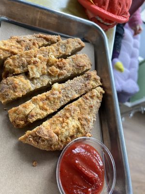 Kids menu - the void’s “chicken” seitan strips  at The Green Beautiful  in Manchester