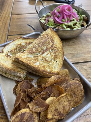 Caprese Panini with chips, Truffle Hash  at The Green Beautiful  in Manchester