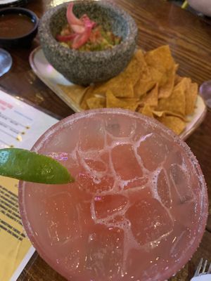 Watermelon margarita and guac  at Xolo Taco in San Juan