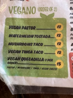 Menu  at Xolo Taco in San Juan