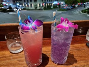 Hushing Geisha and Blue Pea & Lychee sodas at Miss Chief Bar & Eatery in Cairns
