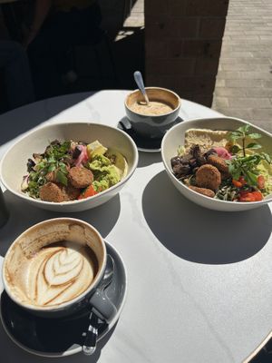 Vegan Falafel bowls, which were improved for us due to missing supplies. Super nice and tasty!  at ASLAN Coffee Roasters - The Rocks in The Rocks