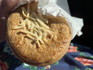 Cheese and mince pie   at Holmesys Bakehouse in Duncraig