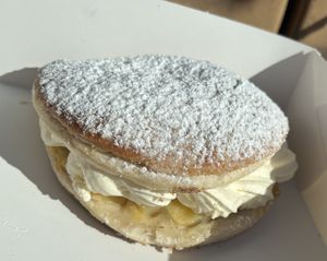 Apple turnover with cream  at Holmesys Bakehouse in Duncraig