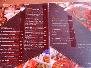 Menu at Saravanaa Bhavan in Hamburg