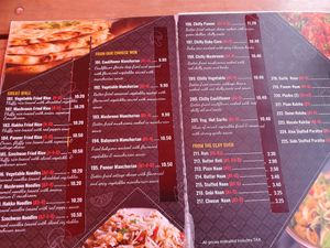 Menu at Saravanaa Bhavan in Hamburg