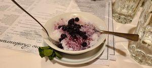 Tapioca with homemade jam at Snow Restaurant in Sinaia