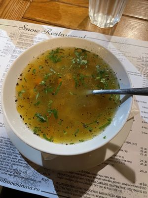 Vegetable soup  at Snow Restaurant in Sinaia