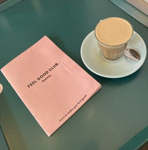 Soya flat white  at Feel Good Club in Manchester