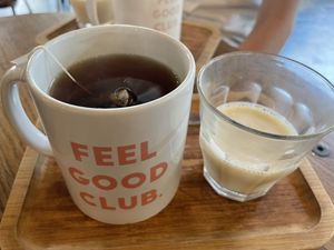 Soy milk options  at Feel Good Club in Manchester