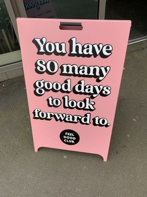 Sign outside   at Feel Good Club in Manchester