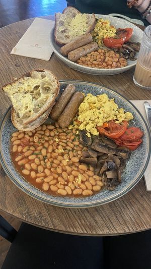 Vegan English breakfast  at Feel Good Club in Manchester