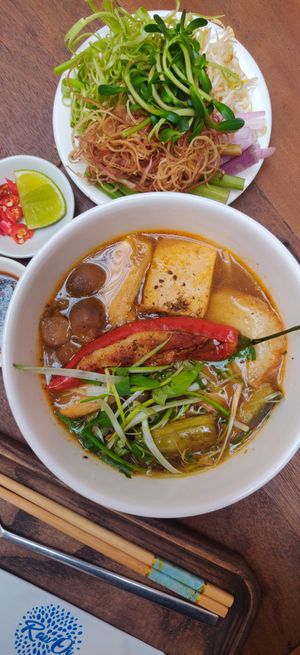 One of our favorites: Bún Mam Noodle Soup at Rau Ơi Vegetarian Chay in Ho Chi Minh City