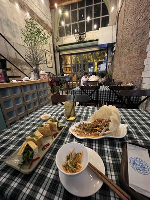 4 seasons tofu with 4 sauces, water lily salad, iced tea - - - ngon ngon! at Rau Ơi Vegetarian Chay in Ho Chi Minh City