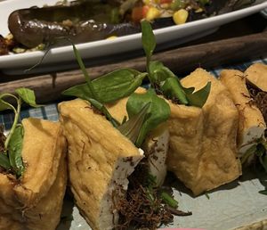 Tofu with different sauces   at Rau Ơi Vegetarian Chay in Ho Chi Minh City