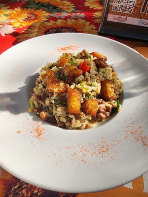 Baião de dois (banana em cima!) at Borogodó Nordestino in Cabo Frio