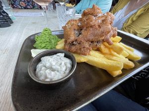 Banana blossom ‘fish’ and chips    at Graze in Bath