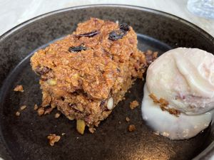 Flapjack with vegan ice cream   at Graze in Bath