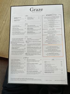 The menu June ‘22  at Graze in Bath