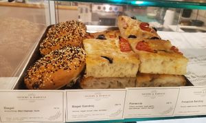 Foccacia and bagel at Sisters & Harvest in Istanbul