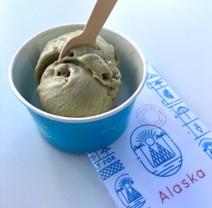 Vegan pistachio ice cream   at Alaska in Skiathos