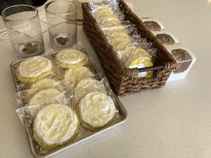 Baked goods by Sift’d - lemon cookie, sugar cookie, and individual coffee cakes    at Pipers Tea & Coffee in St Louis